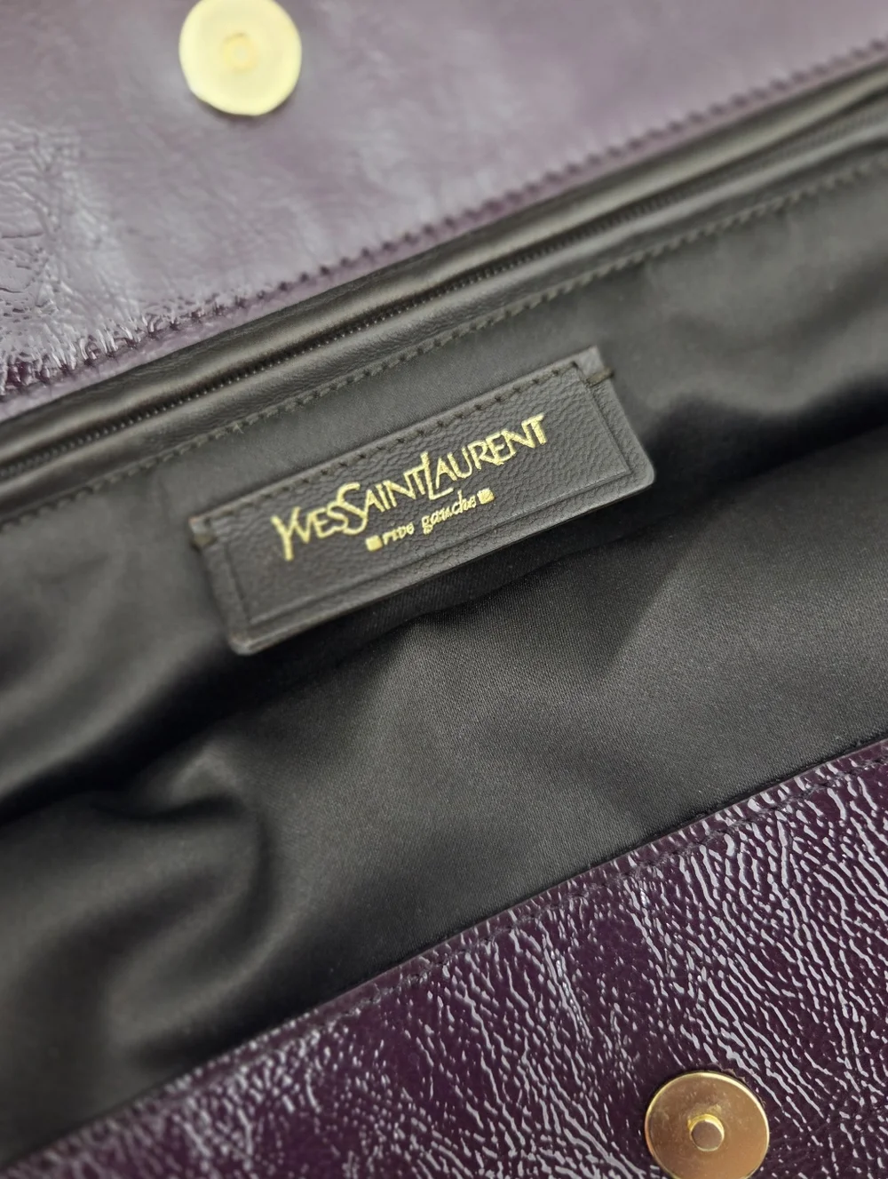 YSL YVES SAINT LAURENT SAC METROPOLIS / TRIBUTE BAG AUBERGINE EGGPLANT PATENT - Picture 8 of 10